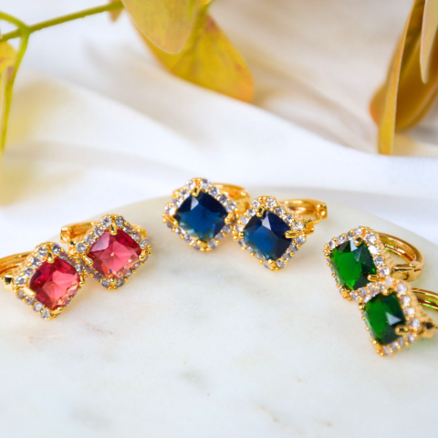 Radiant Gemstone Hoop Earrings