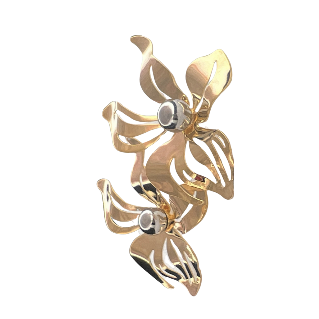 Golden Orchid Bloom Earrings - Image 5