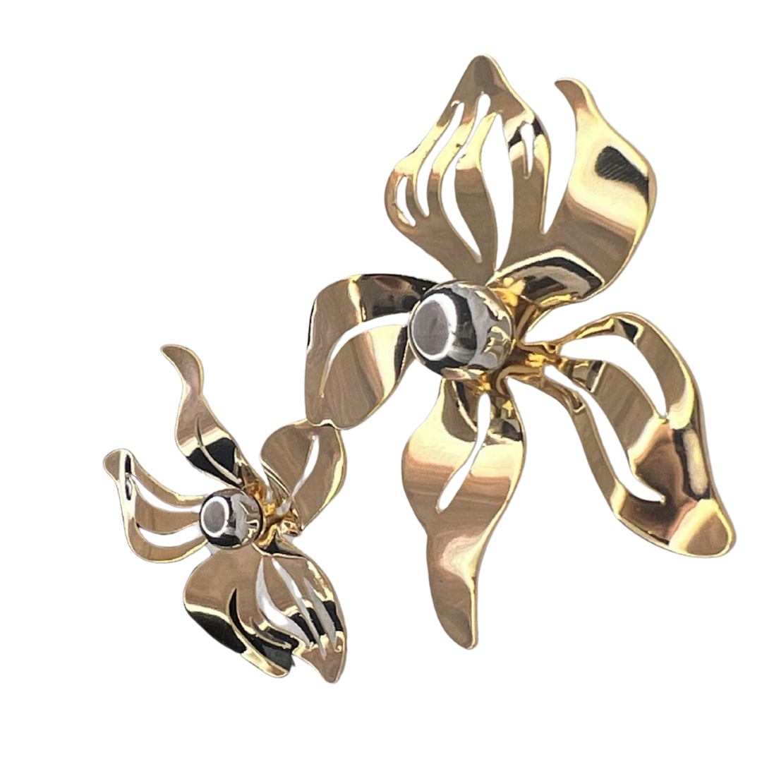 Golden Orchid Bloom Earrings - Image 3