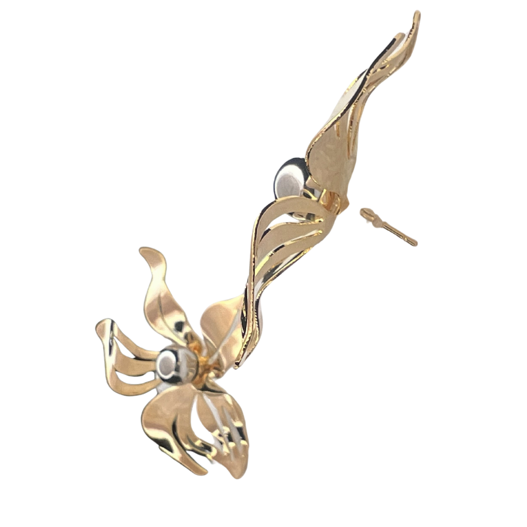 Golden Orchid Bloom Earrings - Image 2