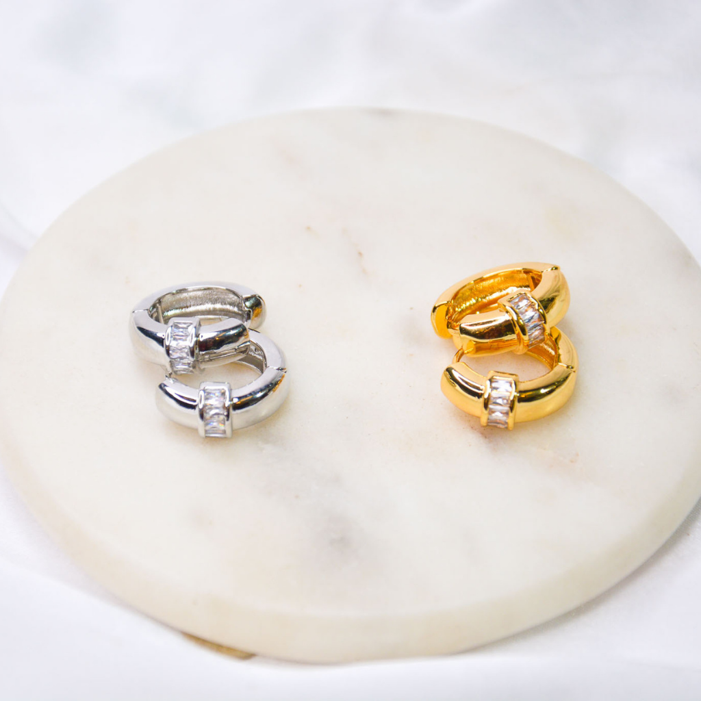 Luxe Baguette Mini Hoops