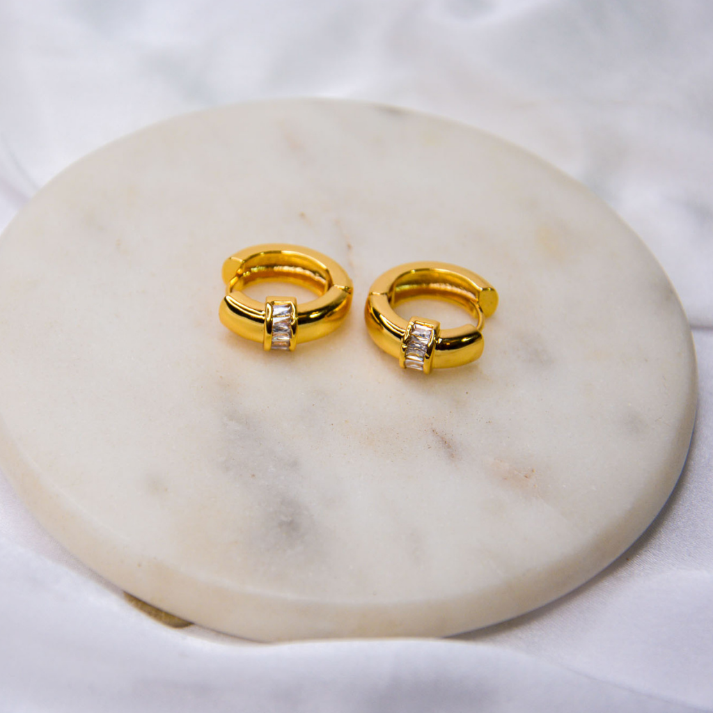 Luxe Baguette Mini Hoops - Image 2