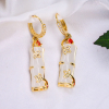 White Enamel Bamboo Drop Earrings