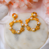 Floral Pearl Hoop Earrings