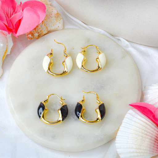 Dual Enamel Curve Hoops - Image 2