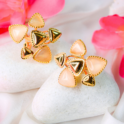 Peach Prism Cluster Stud Earrings