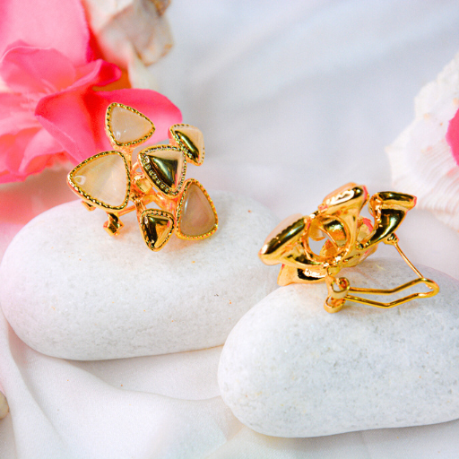 Peach Prism Cluster Stud Earrings - Image 2