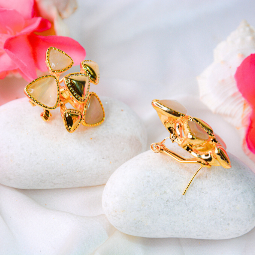 Peach Prism Cluster Stud Earrings - Image 3