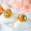 Golden Rosette Gem Cluster Earrings