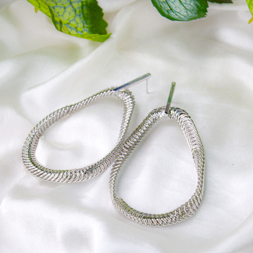 Textured Metallic Loop Earrings - Image 4