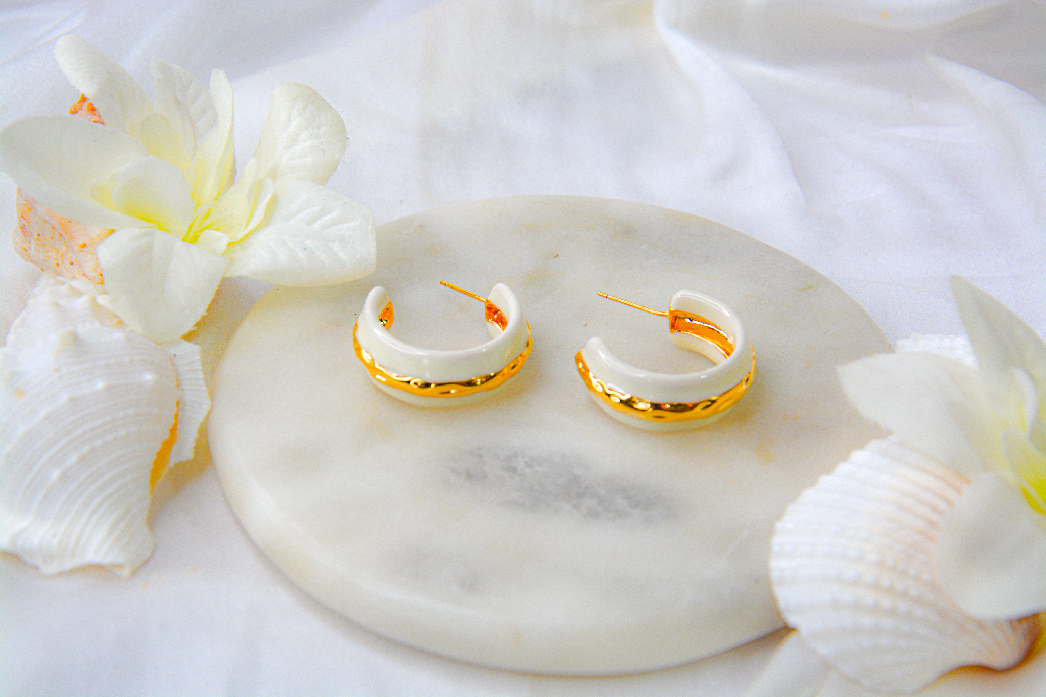 Ivory Crest Gold Hoops