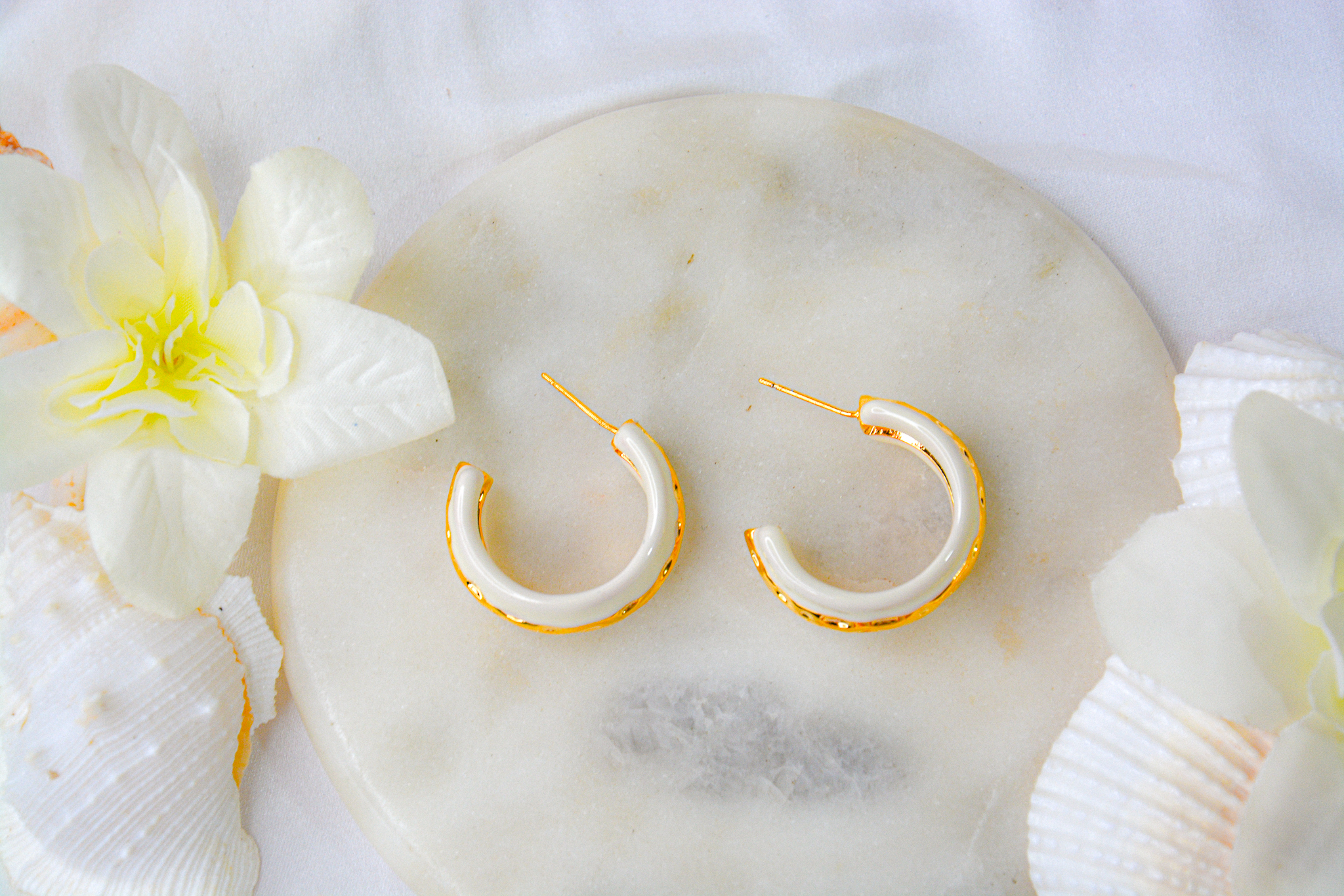 Ivory Crest Gold Hoops - Image 2