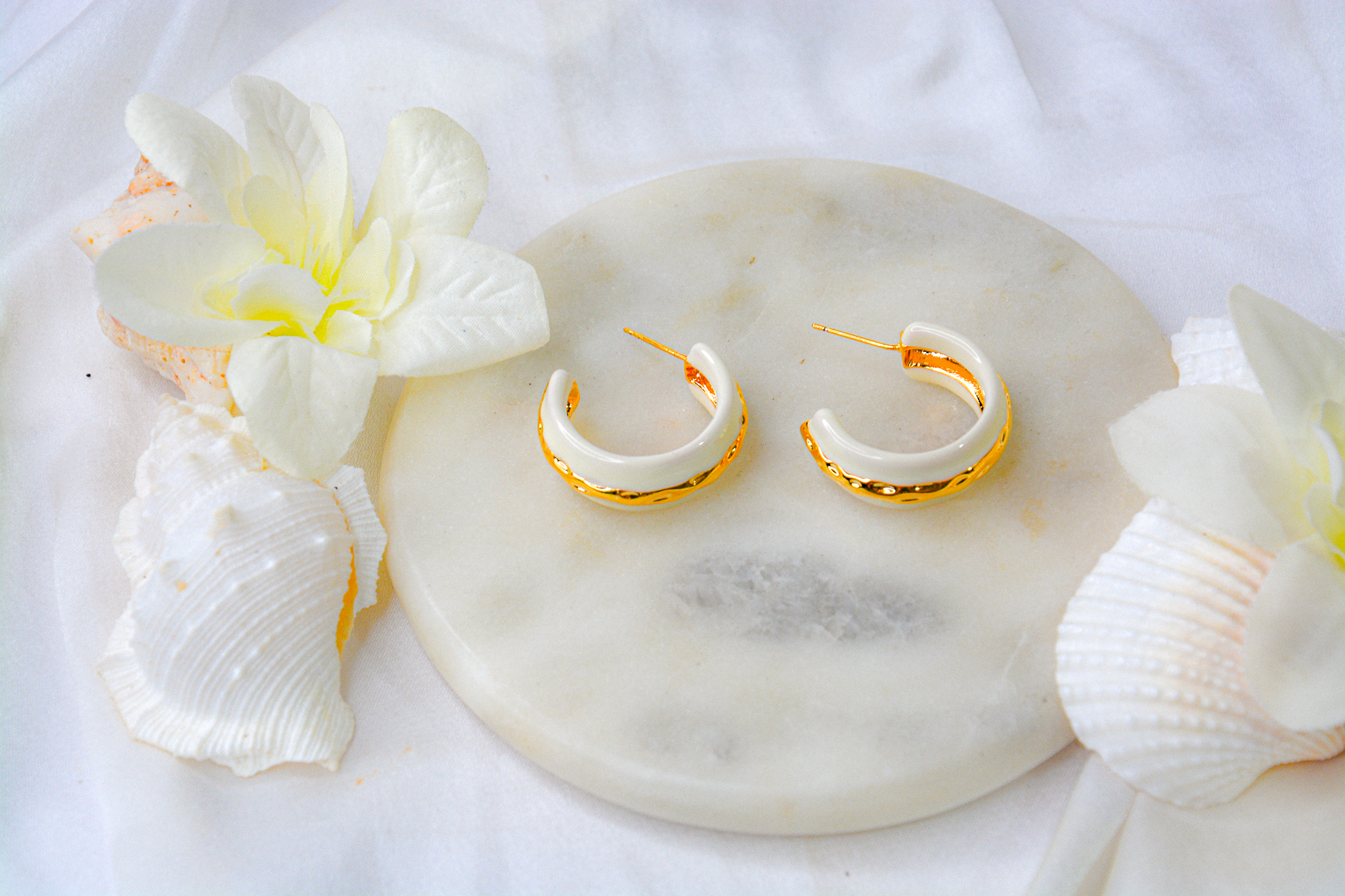 Ivory Crest Gold Hoops - Image 3